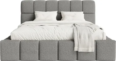 Produktbild von FEDVE Polsterbett Lund aus Bouclé-Stoff 180x200 cm, Anthrazit