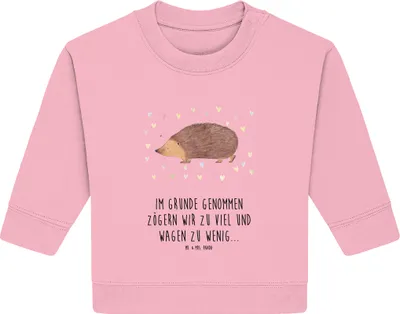 Produktbild von Mr. & Mrs. Panda Organic Baby Pullover Igel Herzen 12. - 18. Monat - Baumwolle Pink - Geschenk, Herz, Bullover, Leben, Lustige Sprüche, Liebe, Kuss