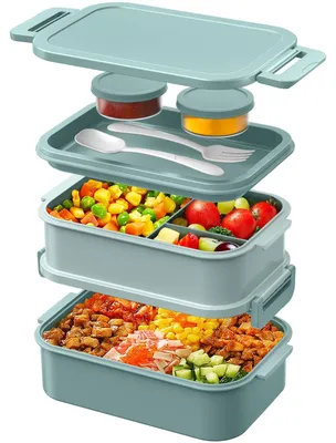 Produktbild von Lunchbox für Erwachsene, 2130 ml, großes Fassungsvermögen, auslaufsichere Bento-Box, BPA-frei, für Büro und Schule (grün)