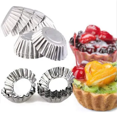 Produktbild von 20 runde Eierkuchenformen aus Aluminium für Cupcakes, Kuchen, Kekse, Backwerkzeug für Kuchen und Torten