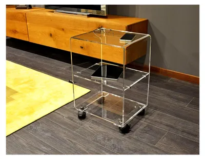 Produktbild von Beistelltisch mit drei Ebenen für das Wohnzimmer, modernes Design aus transparentem Acryl