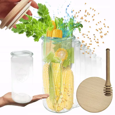 Produktbild von Weck Glas CYLINDER 1040ml luftdicht mit Holzdeckel 6er-Set
