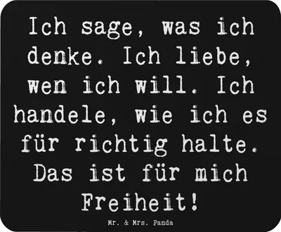 Produktbild von Mr. & Mrs. Panda Mouse Pad Spruch Freiheit Leben - Schwarz - Geschenk, pc mousepad, starkes Statement, computer mauspad, Zitat, Gefühl, Individualität, genießen