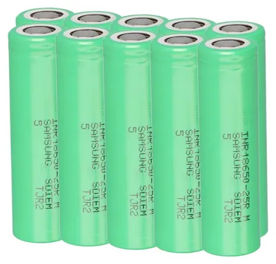Immagine prodotto di 10x Samsung INR18650-25R 3,6V 2550mAh 8C 20A