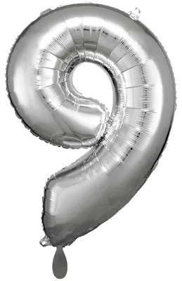 Zdjęcie produktu dla Balon foliowy numer 9 srebrny - 83 cm