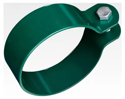 Produktbild von Zaunschelle zur Befestigung von Pfosten und Streben für Maschendrahtzäune 38mm 48mm 60mm in Grün RAL 6005 (Ø60mm)