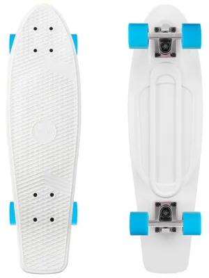Zdjęcie produktu dla Mini cruiser skateboard, 27 cali, biały, styl retro, koła z poliuretanu, łożyska ABEC-9, osie aluminiowe, deska z polipropylenu