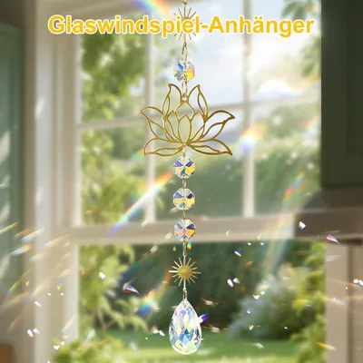 Produktbild von 2 Stück Lotus Sonnenfänger Kristall Fensterdeko für Fenster Balkon Wohnzimmer Garten Lichtspiel Dekoration
