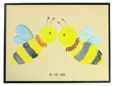 Produktbild von Mr. & Mrs. Panda schreibtischunterlage Biene Liebe - Gelb Pastell - Geschenk, bastelunterlage, malunterlagen, Unterlage Schreibtisch, schreibtischunterlagen