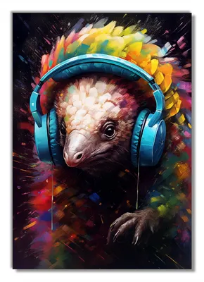 Produktbild von Wallario Premium Glasbild, freischwebende Optik, kräftige Farben, Größe 100 x 70 cm Motiv Musikalisches Schuppentier