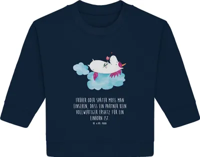 Produktbild von Mr. & Mrs. Panda Organic Baby Pullover Einhorn Verliebt 24. - 36. Monat - French Navy - Geschenk, Wolke, Unicorn, Liebe, Einhörner, Bullover, Freundin