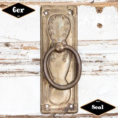 Produktbild von Schubladengriff,Serie "Seol",6er Pack  | Eisen in Messing pat. | H9,7xB3,4cm