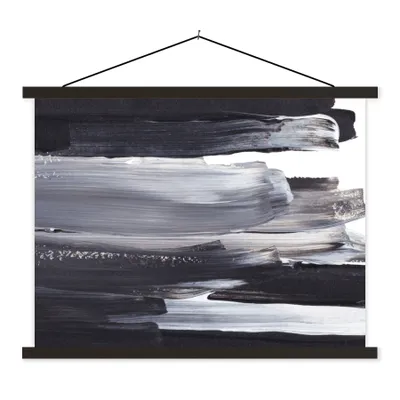 Produktbild von MuchoWow® Textilposter Farbe - Schwarz - Design 40x30 cm mit schwarzem Rahmen - Dekorationen