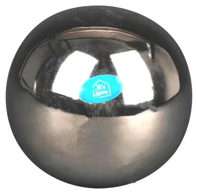 Image de Boule de décoration en céramique argentée brillante 15cm Boule de décoration de table Boule d'argent Décoration