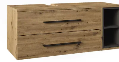 Zdjęcie produktu dla Szafka na wannę Vicco Beatrice Dąb artisan/Antracyt 100 x 40 cm z 2 szufladami, Model 69648