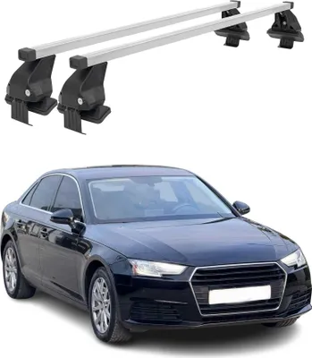 Image de Barres de toit Menabo pour Audi A4 B9 Berline 2015-2025, 50 kg, acier argenté, 2 pièces