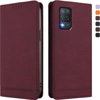 Produktbild von Hülle für Realme 8 5G, Retro Kunstleder Ständer Klapphülle mit Kartenfächer und Magnetische Rot
