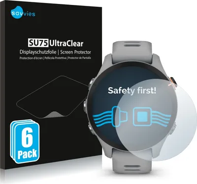 Produktbild von 6x Für Garmin Forerunner 255S Schutzfolie Savvies Displayschutz Display Schutz Folie Klar Transparent