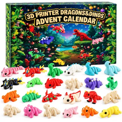 Produktbild von Adventskalender 2026 3D Drachen Figuren 24-TÄGIGER WEIHNACHTS-COUNTDOWN Dinosaurier