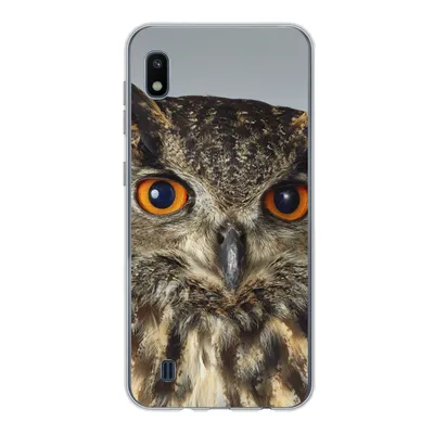 Produktbild von MuchoWow® Handyhülle Schutzhülle Hülle für Samsung Galaxy A10 Braune Eule mit hellblauem Hintergrund Silikon Softcase Handy Hülle - Schutzhülle