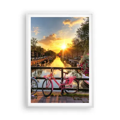 Produktbild von Gerahmtes Poster - Weißer Rahmen - Bikes Kanal Amsterdam Architektur - 70x100 cm - Wand Bild - Wanddeko - Wandbilder - Wandposter - Bilderrahmen - Bilder - Kunstdruck - Wandbild - P2WPA70x100-3081