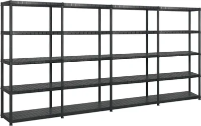 Obrázok produktu pre Regál s 5 úložnými poličkami čierny 340x40x185 cm plastový