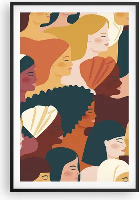 Produktbild von Gerahmtes Poster - Schwarzer Rahmen - Frauen Multikulturalismus Modern - 61x91,5 cm - Wand Bild - Wanddeko - Wandbilder - Kunstposter - Wandposter - Bilderrahmen - Bilder - Kunstdruck P2BPA61x91-4500