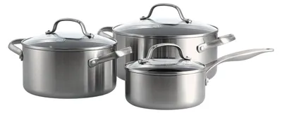 Obrázek produktu pro GreenPan Geneva, Varná souprava, Stříbrná, Nerezová ocel, Stříbrná, Nerezová ocel, Keramický, Elektrický, Plyn, Halogen, Indukční, Utěsněná plotna