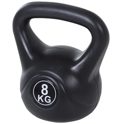 Produktbild von HOMCOM 8 kg Kettlebell Fitness Kettlebell gefüllt mit Sand mit breitem rutschfestem Griff für Übungen und Training zu Hause und im Fitnessstudio, 22x17x24 cm, Schwarz