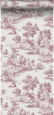 Zdjęcie produktu dla Sanders & Sanders Tapeta nadruk toile de jouy bordowo-czerwonym 53 cm x 10 m