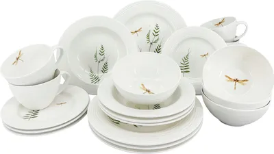 Image de service en porcelaine Croft Dragonfly 20 pièces (assiettes, bols, tasses)