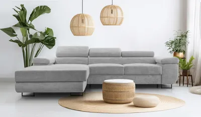 Productafbeelding van AX LIVING Hoekbank in de kleur grijs – Arborio L, woonbank, 280 cm