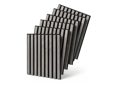 Produktbild von MEBANO. 6er-Set Akustikpaneele Holz 40x40 cm, Farbe: Lärche grau, Wandpaneele aus Holzfunier und Filz Wandverkleidung Moderne Lamellenwand