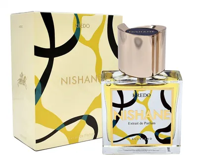 A bottle of Nishane Kredo perfume and its packaging are displayed on a white background.