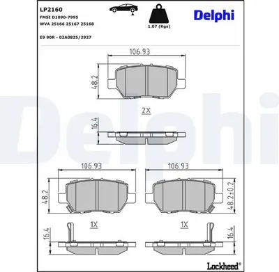 Produktbild von DELPHI Bremsbeläge Satz Hinten Bremsklötze für HONDA LEGEND IV (KB) LP2160