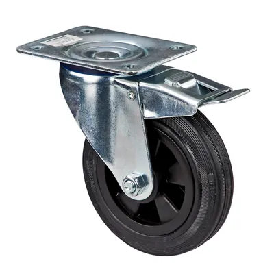 Image de Roue pivotante en caoutchouc avec frein 160 mm, jusqu'à 70 kg