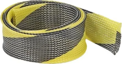 Produktbild von DeLOCK Geflechtschlauch dehnbar 2 m x 50 mm schwarz-gelb, Kabelmuffe, Polyester, Schwarz, Gelb