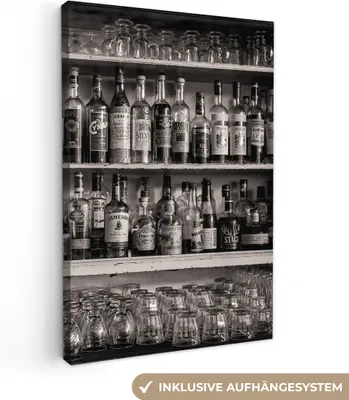 Produktbild von MuchoWow® - Leinwandbilder - Bar - Alkohol - Spirituosen - Stilleben, Wandbild, Wanddeko Bilder Wohnzimmer, 60x90 cm