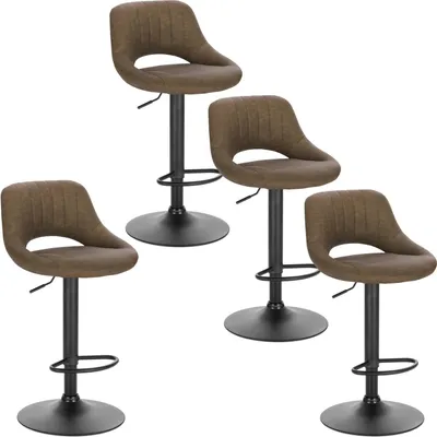 Produktbild von EUGAD 4er-Set Barhocker drehbar, höhenverstellbar, aus Kunstleder, Dunkelbraun