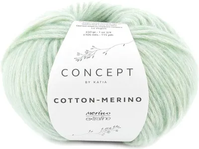Zdjęcie produktu dla Katia Bawełna Merino 132 Whitish Green Przędza dziewiarska