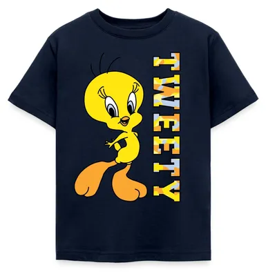 Produktbild von Spreadshirt Looney Tunes Tweety Camouflage Kinder T-Shirt, 110/116 (5-6 Jahre), Navy