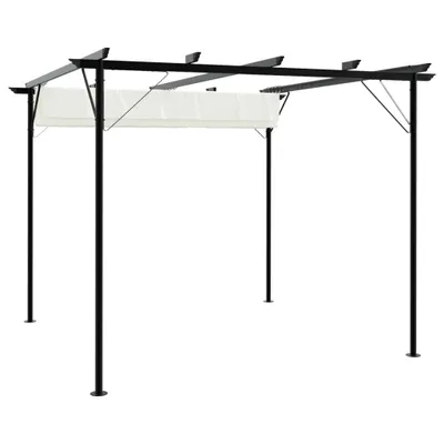 Produktbild von vidaXL Pergola mit Versenkbarem Dach Cremeweiß 3x3 m Stahl