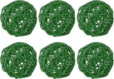 Image de Boules décoratives faites main en ficelle de roseau naturel - Pièce unique - 8 cm - Couleur naturelle