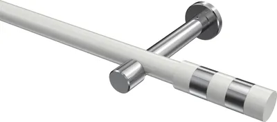 Produktbild von Interdeco Gardinenstange / Vorhangstange Weiß / Chrom, Typ Prestige Mavell (Zylinder Bicolor) ohne Ringe, 20 mm Ø 1-läufig, 140 cm