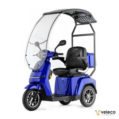 Immagine prodotto di Scooter elettrico Veleco Turris - con tettuccio e parabrezza - Batteria al litio rimovibile - Scooter a 3 ruote - Luci a LED (blu)