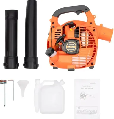Produktbild von Hand-Laubbläser Benzin - Gas Powered Leaf Blower - 25,4 cm³ Hubraum - 0,75 kW Motorleistung - Starker Luftstrom für Laub, Schnee und Staub - EU-Stecker - Orange
