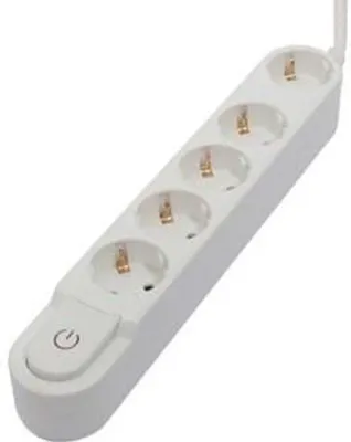 Image de Multiprise Chacon avec interrupteur, 5 prises, 1,5 m - 3 x 1,5 mm² - Blanc