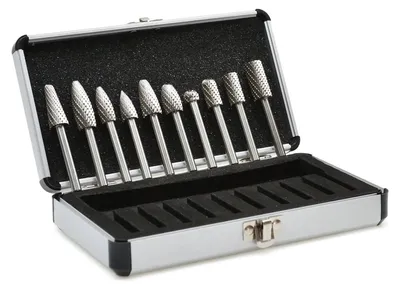 Immagine prodotto di Set-kit 10 frese in carburo pieno, testa di affilatura per intaglio su legno, lucidatura metalli, incisione, foratura, Hbm
