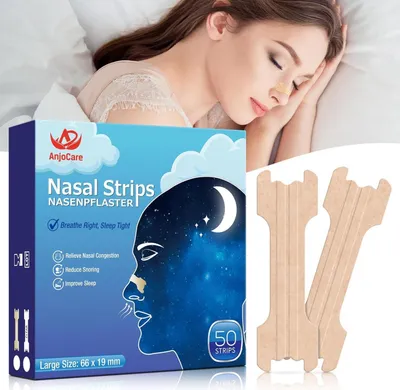 Obrázek produktu pro AnjoCare nosní náplasti 50 kusů - Extra silné nosní pásky proti chrápání a ucpání nosu