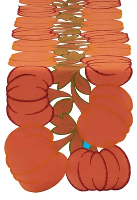 Tischläufer 14x70 cm, Polyester, Kürbis-Stickerei, Herbst, rechteckig
